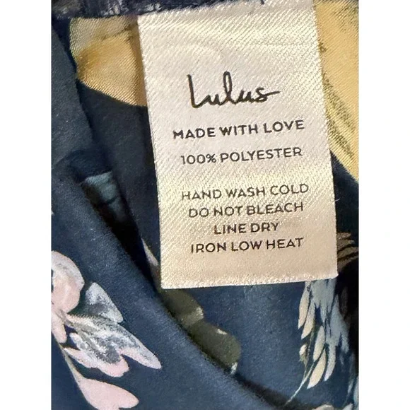 Lulus Y2K Blue Floral Slip Dress XL Spaghetti Strap Maxi Retro 90s Glam Slit - Picture 10 of 13